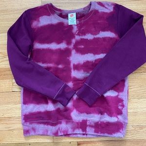 women’s hand bleach dyed purple sweatshirt M